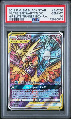 2019 POKEMON SM BLACK STAR PROMO FULL ART/MOLTRES & ZAPDOS & ARTICUNO GX PSA 10 - Image 1