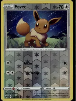 Eevee Common SWSH04: Vivid Voltage 130/185 Colorless Reverse Holo Pokemon Card - Image 1