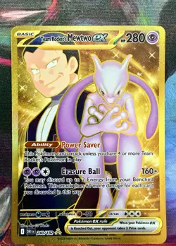 Pokemon Team Rocket's Mewtwo ex 240/182 Hyper Rare Full Art Holo EX 280HP Sv10 - Image 3