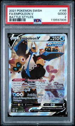 2021 POKEMON SWORD & SHIELD BATTLE STYLES #146 FULL ART/EMPOLEON V PSA 2 - Image 1