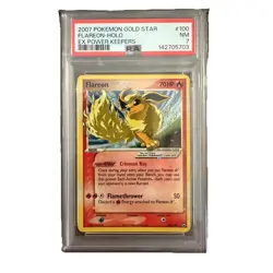 2007 POKEMON EX POWER KEEPERS GOLD STAR #100 FLAREON-HOLO PSA 7 - Image 1