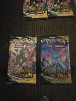 Pokemon TCG Evolving Skies Booster Packs - Complete Art Set of 4 Sealed Packs 820650808777 - Image 2