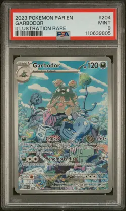 PSA 9 Mint Garbodor 204/182 Illustration Rare - Pokemon Paradox Rift SV04 - Image 1