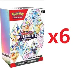 Lot of 6 - Pokemon TCG Prismatic Evolutions Booster Bundle - New Factory Sealed - Image 1