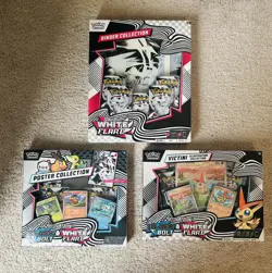 Pokemon White Flare Binder&Black Bolt Poster Victini illustration Collection Set - Image 1