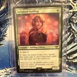 Magic: The Gathering Delighted Halfling 0158 Rare Green Creature Card English - Image 1
