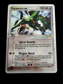 Pokemon TCG Rayquaza EX Ultra Rare Dragon Card 97/97 LP+/NM- Condition - Image 1
