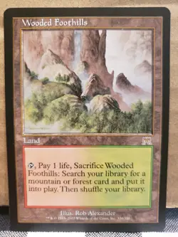 MTG ONSLAUGHT WOODED FOOTHILLS RARE PAIN LAND NM CONDITION NEVER BEEN PLAYED - Image 1