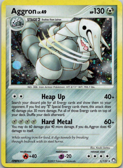 Aggron 1/123 Mysterious Treasures Holo Rare LP Pokemon Card - Image 1