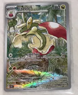 Pokemon Flapple Illustration Rare Card 210/191 SV08 Surging Sparks Holo TCG NM - Image 1