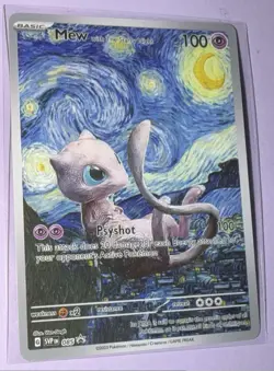 Pokemon Mew Starry Night Van Gogh Beautiful Moon ACG Star Trading Card NM - Image 1