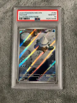 Pokemon Snover Me01: Mega Evolution Illustration Rare Holo 140/132 PSA 10 2025 - Image 1