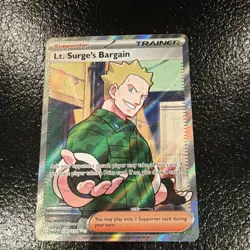 Pokemon Lt. Surge's Bargain 170/132 Me01 Mega Evolution Ultra Rare Full Art Holo - Image 1