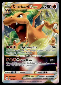 Pokemon TCG SWSH09: Brilliant Stars #018/172 Charizard VSTAR NM - Image 1