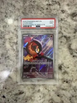 2025 POKEMON EN BLACK STAR PROMO 022 CHARCADET PHANTASMAL FLAMES PC ETB PSA 9 - Image 1