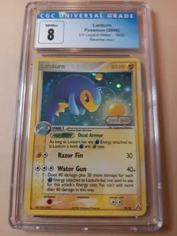 2006 Pokemon EX Legend Maker 19 Lanturn Reverse Foil CGC 8 Graded - Image 1