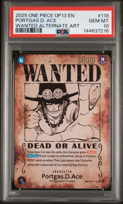 2025 ONE PIECE OP13-CARRYING ON HIS WILL #119 PORTGAS D. ACE PSA 10 - Image 1