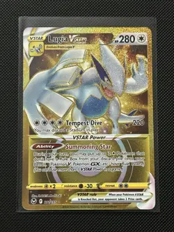 Pokemon TCG SWSH Silver Tempest Lugia VSTAR Card 211/195 Gold Secret Rare - Image 1