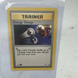 NM (1st edition) Pokemon ENERGY CHARGE Card NEO GENESIS 85/111 Non-Holo Rare ed - Image 1