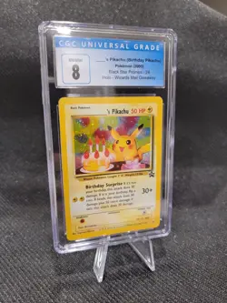 2000 Pokemon Black Star Promo English Card - CGC 8 - Birthday Pikachu Holo #24 - Image 2