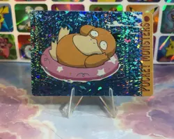 Pokemon HOLO Vintage Pocket Monsters Prism Sticker 1998 Nintendo Rare Psyduck - Image 2