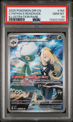 2025 POKEMON DRI EN-DESTINED RIVALS ILLUSTRATION RARE CYNTHIA'S ROSERADE PSA 10 - Image 1