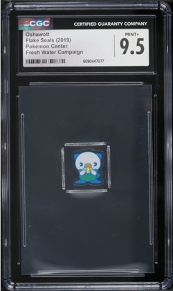 2019 Pokemon Center Flake Seals Fresh Water Campaign Oshawott CGC 9.5 MINT+ - Image 1