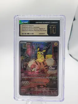 CGC PRISTINE 10 Detective Pikachu STAMPED PROMO 098/SV-P 2023 Pokemon Japan TCG - Image 1