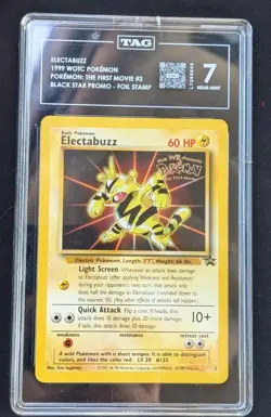 1999 WOTC Pokemon Electabuzz WB Movie Black Star Promo #2 Foil Stamp TAG 7 - Image 1