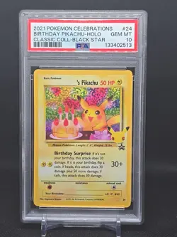 2021 POKEMON CELEBRATIONS CLASSIC COLL #24 BIRTHDAY PIKACHU-HOLO PSA 10 - Image 1