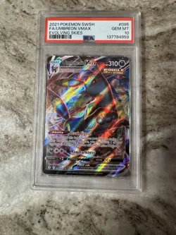2021 POKEMON SWORD & SHIELD EVOLVING SKIES #095 FULL ART/UMBREON VMAX PSA 10 - Image 1