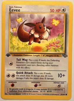Pokemon Eevee 51/64 Jungle 1st Edition Regular NM - Image 1
