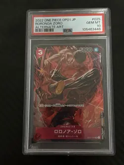 2022 ONE PIECE JPN OP01-ROMANCE DAWN ALTERNATE ART #025 RORONOA ZORO PSA 10 - Image 1