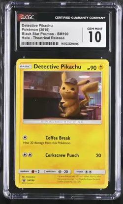 Detective Pikachu SM190 Pokemon Card Black Star Promo 2019 CGC 10 GEM MINT 💎 - Image 1