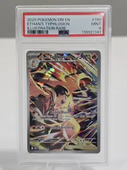 2025 Pokemon Destined Rivals Ethan's Typhlosion Illustration Rare 190 PSA 9 MINT - Image 1