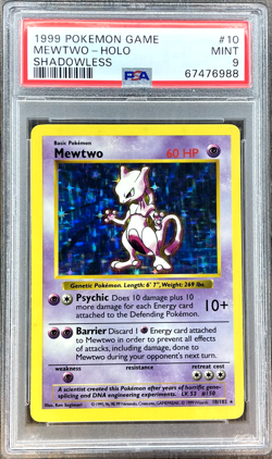 Pokemon Mewtwo Base Set Shadowless Holo #10 PSA 9 MINT - Image 1