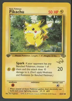Pokemon TCG Pikachu Jungle 1st Edition 60/64 Wizards W Gold Stamp Mod Play MP - Image 1