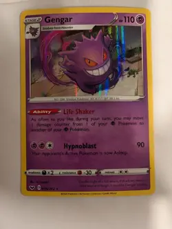 Gengar 085/202 Sword & Shield Base Set Pokemon Holo Foil Nice! - Image 1