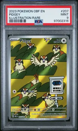 2023 POKEMON OBF EN-OBSIDIAN FLAMES ILLUSTRATION RARE #207 PIDGEY PSA 9 - Image 1
