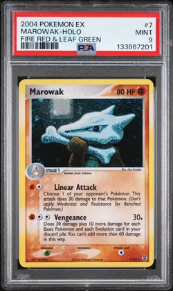 2004 Pokemon FRLG #7 Marowak Holo PSA 9 Mint EX Fire Red Leaf Green - Image 1