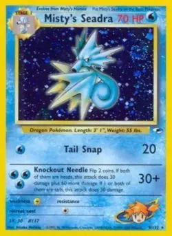 Misty's Seadra - 9/132 - Holo Rare - Unlimited Edition DMG, English Pokemon Gym - Image 1