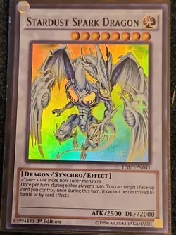 Yugioh Stardust Spark Dragon HSRD-EN043 Super Rare 1st Ed NM - Image 1