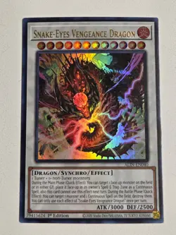 Snake-Eyes Vengeance Dragon ALIN-EN040 Ultra Rare Yugioh 1st Edition Mint - Image 1