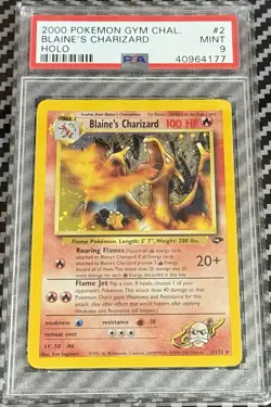 2000 Pokemon Unlimited Gym Challenge #2 Blaine’s Charizard Holo PSA 9 Card MINT! - Image 1