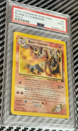 2000 Pokemon Unlimited Gym Challenge #2 Blaine’s Charizard Holo PSA 9 Card MINT! - Image 2