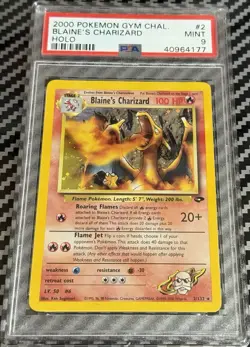 2000 Pokemon Unlimited Gym Challenge #2 Blaine’s Charizard Holo PSA 9 Card MINT! - Image 4