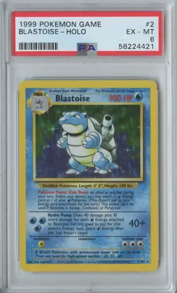 1999 POKEMON BASE SET UNLIMITED #2 BLASTOISE HOLO PSA 6 - Image 1