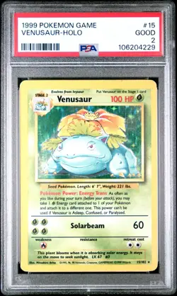 1999 Pokemon TCG Base Set - Venusaur Holo #15 - PSA 2 - Image 1