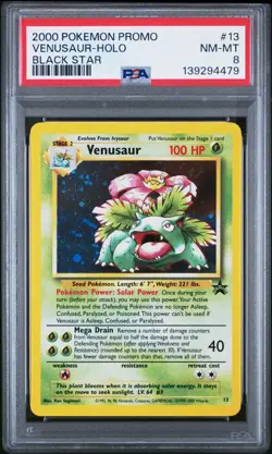 VENUSAUR Black Star Promo Holo #13 PSA 8 Vintage Pokemon Near Mint - Mint! - Image 1