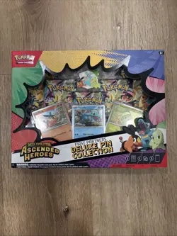 Pokemon Ascended Heroes Deluxe Pin Collection Box Tepig Totodile Chikorita Promo - Image 1